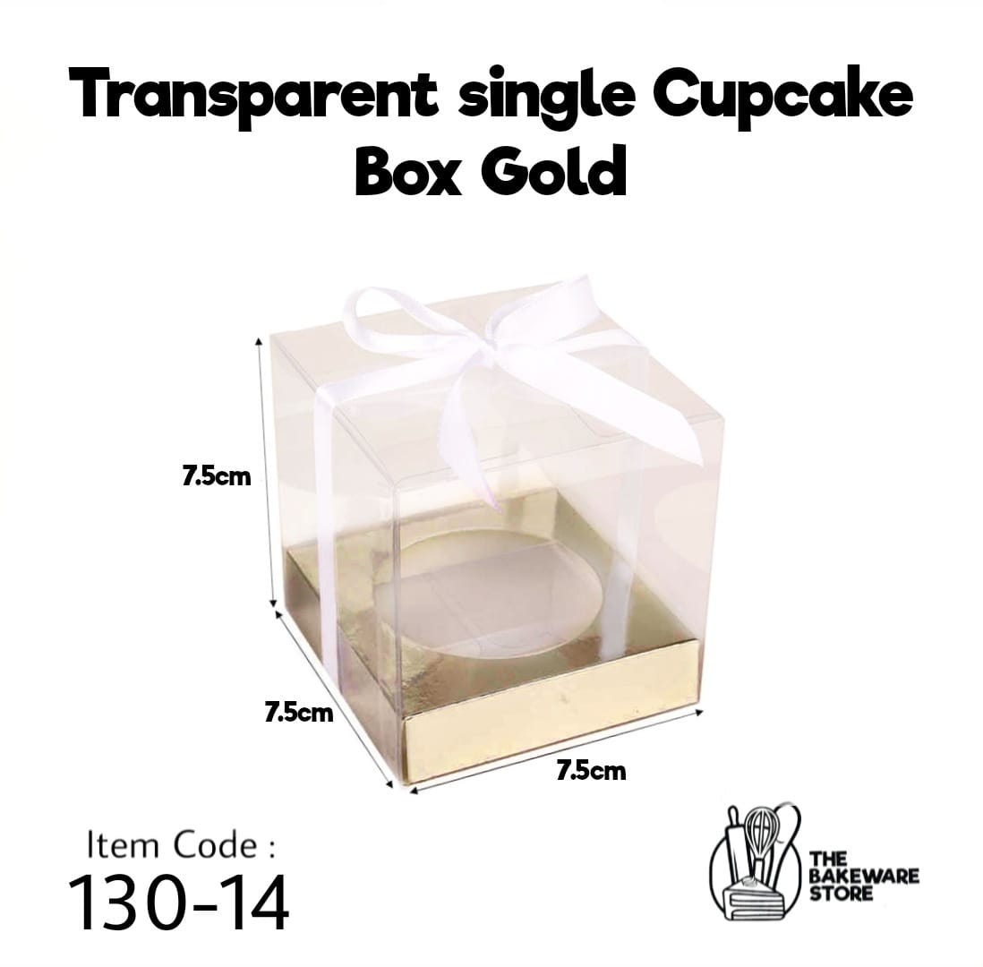 Transparent Single Cupcake Box Gold